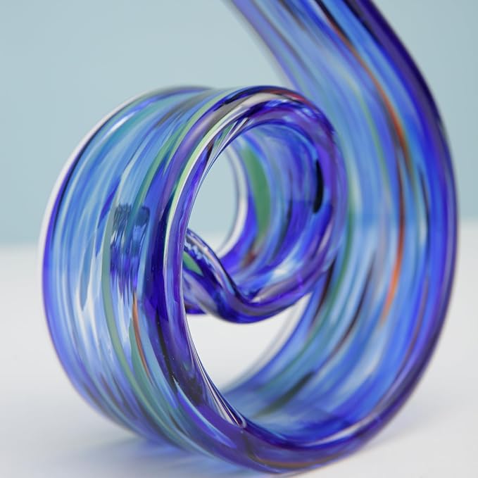 11.4" Tall Hand-Blown Glass Sculpture Murano-Style Sculpture Art Ornament Statue Figurines Home Decor Accent Piece Coastal Ocean Nautical Home Decor,Shelf,TV Stand,Tabletop Centerpieces,Wonderful Gift