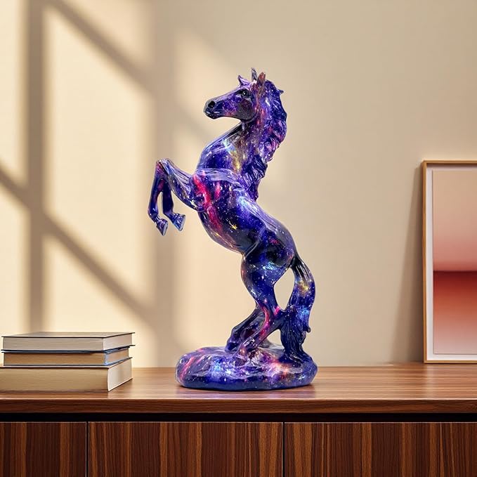 FUNSXBUG Colorful Art Horse Statue Figurines Ornament Sculpture Collectibles Home Office Living Room Desktop Display Tabletop Decoration Resin