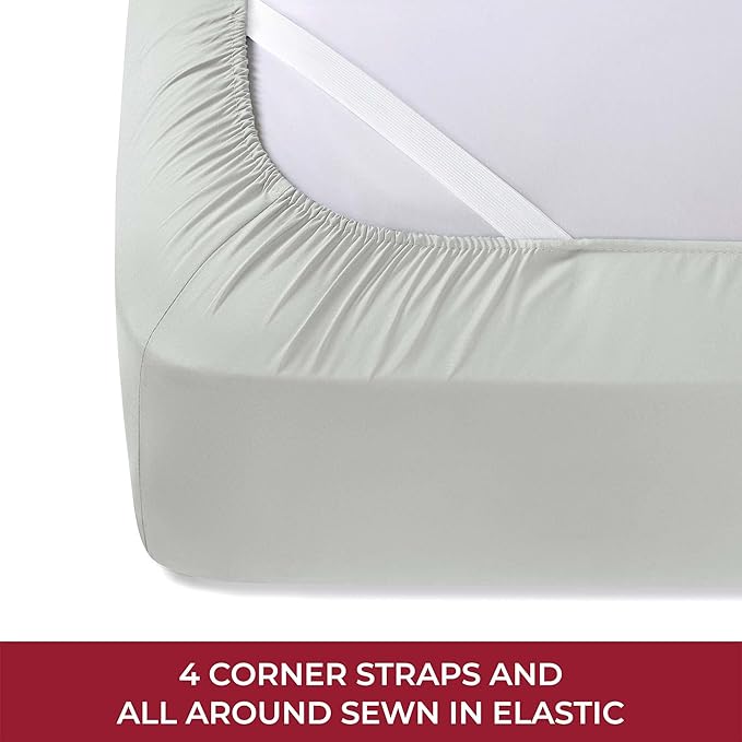 Mellanni RV Short Queen Sheets - 4 PC Iconic Collection Bedding - Hotel Luxury, Extra Soft, Cooling Bed Sheets - Deep Pocket up to 10 inch (RV/Short Queen, Light Gray)