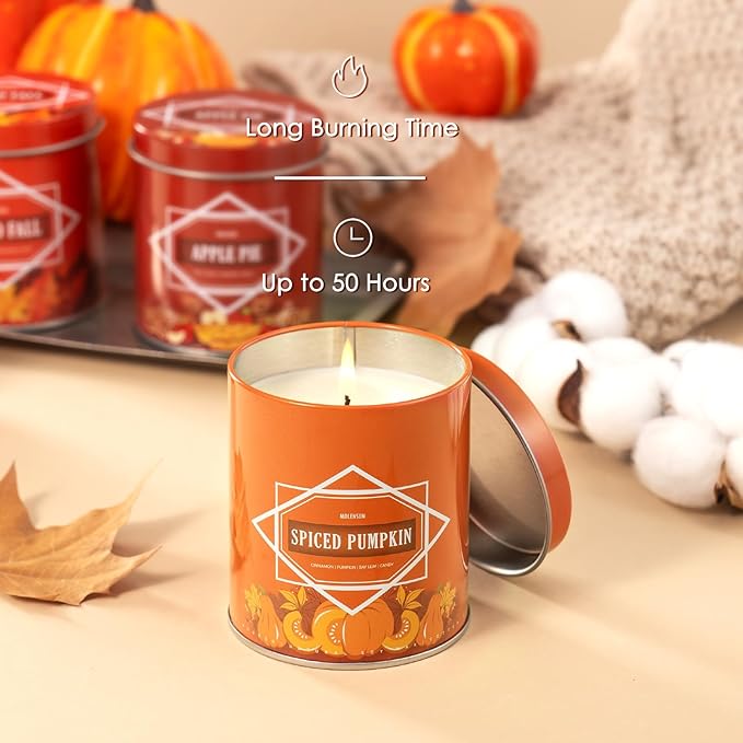 Cinnamon Clove Fall Scented Candle – 9 oz Soy Wax in Travel-Friendly Reusable Tin, Non-Toxic & Clean Burning, 50-Hour Burn – Cozy Autumn Fragrance, Holiday Gift & Fall Decor for Women & Men