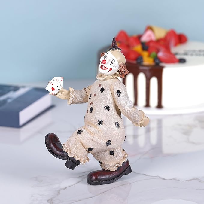 orenm Creative Clown Circus Statues,Interesting Home Decor Resin Sculpture,Handmade Crafts Collectible Art Figures Decor Ornament,Christmas,Parties and Events Desktop Decor (Poker)