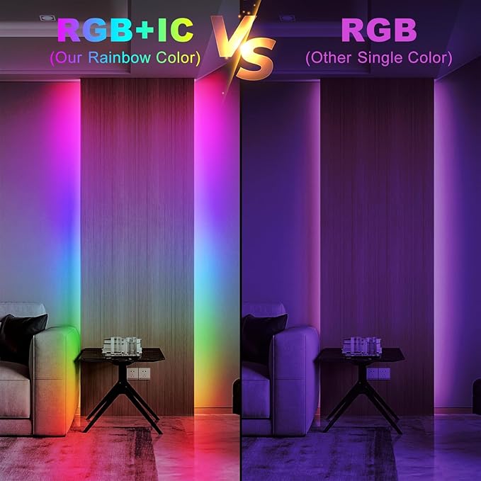DAYBETTER BGRIC LED Lights for Bedroom, 16.4FT RGB LED Lights with Bluetooth APP & Remote Control 24V 5050 Color Changing LED Strip Lights Music Sync for Room Home Party Wall Indoor Decor