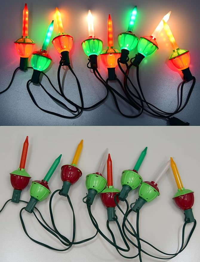 Colorful Christmas Bubble Lights, 8.5Ft Christmas Tree Lights with 9 Colored Bubble Bulbs(1 Spare), E12 Base for Indoor Christmas Tree, Traditional Holiday Home Lighting Decor