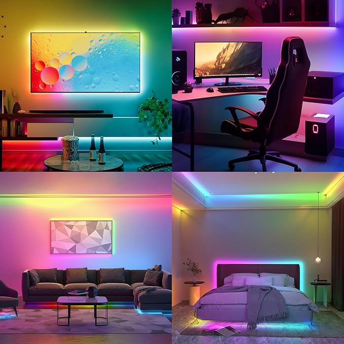 COB RGB Smart IC Strip Lights 20FT/6M LED Strip Lights RGB+IC LED Strip Lights with RF Control Music Sync Smart IC Neon LED Lights COB RGB LED Light for Bedroom Gaming Party Home Decor