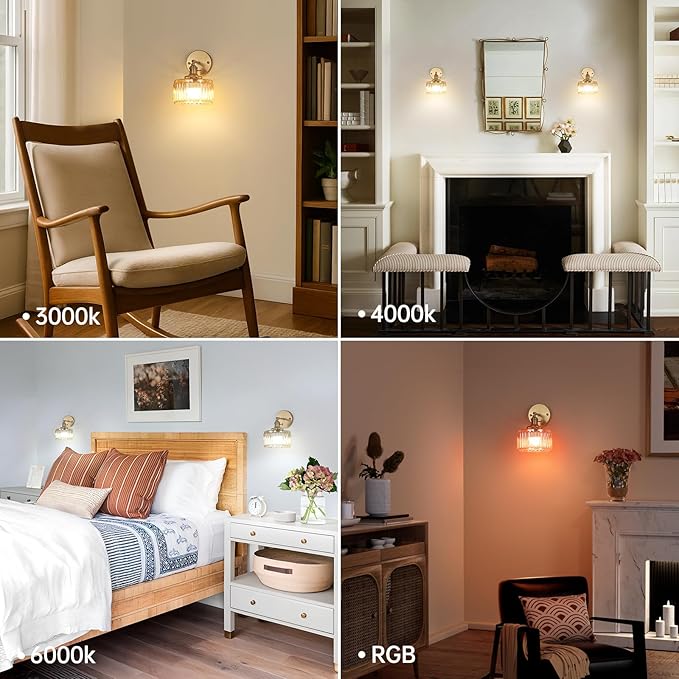 Vintage Battery Operated Wall Sconce with Amber Striped Glass Lampshade 5000 mAh Rechargeable Battery Powered Wall Light with Remote Control for Bedside Bedroom Doorway