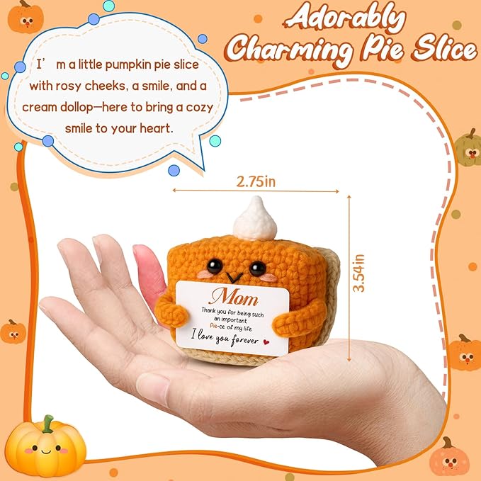 Pie Plush, Mothers Day Adorable Mom Presents for Halloween Thanksgiving Christmas Stocking Stuffer Emotional Small Cute Decor