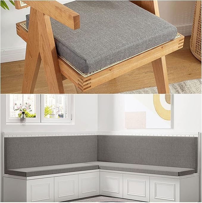 Custom Size Bench Cushion, Bay Window Seat Cushion for Indoor Furniture with Non-Slip Bottom, Optional Waterproof Addition Piping Long Bench Pad Cushions for Outdoor Patio(Customized Size & Color)