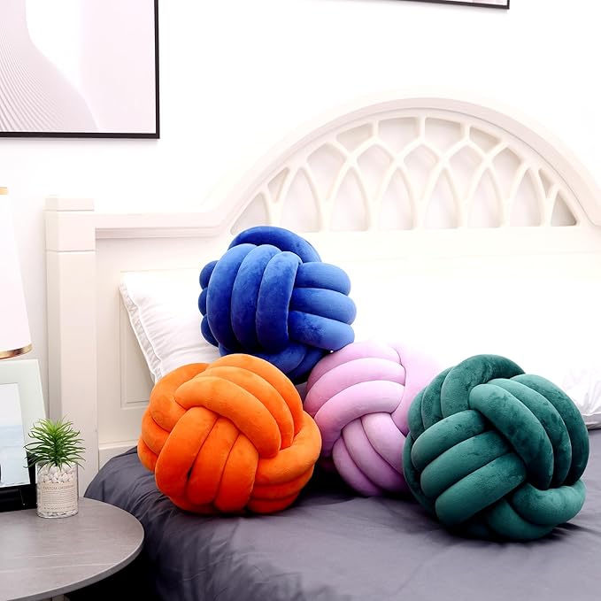 Petrella Knot Pillow Ball Round Throw Pillows Home Decor Cushion Decorative Aesthetic Throw Pillows,Purple 11inch