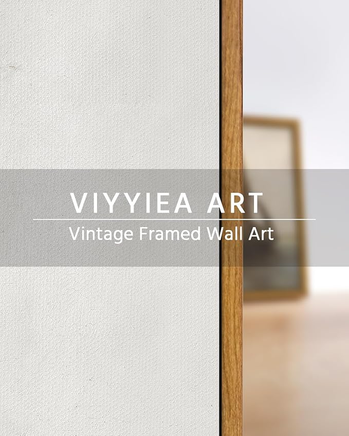 VIYYIEA Framed Canvas Wall Art Home Decor, Farmhouse Decor Rolling Valleys under Clear Skies Rustic Wall Painting, Vintage Art for Bedroom Office Living Room Decor, 9"x11"