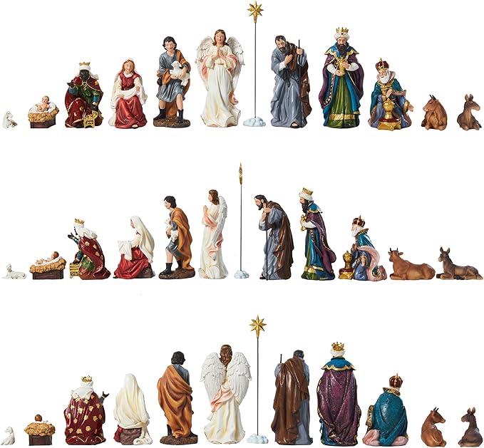 TOETOL Nativity Sets for Christmas Indoor 11.8 Inch Tall Large Set of 13 Pieces Resin Scene Figurine Ornament Religious Christmas Table Decorations Collection Gifts Holidays Decor