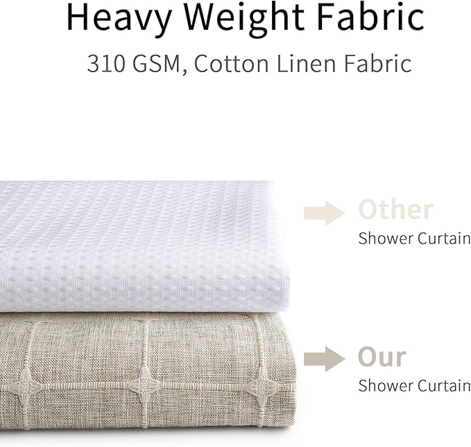 MitoVilla Grey Shower Curtain Set 72 x 78, Boho Farmhouse 78 inch Long Polyester Linen Tassel Ultra Thick Heavy Duty Fabric Shower Curtains for Chic Cottagecore French Rustic Bathroom Decor