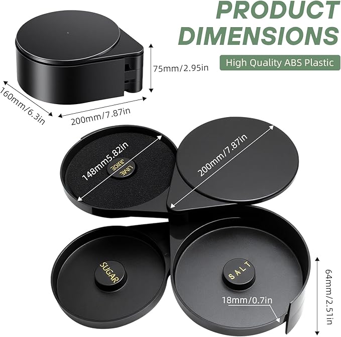 2 Pack Glass Rimming Station with 4-Swing Out Trays,Bar Glass Rimmer for Margarita and Cocktail, Bartender Tool,Salt Box Spice Container