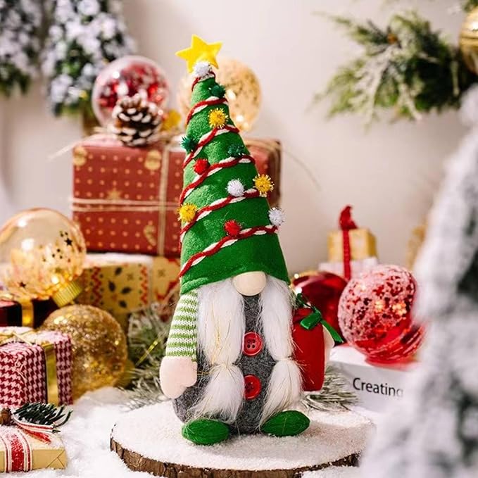 Christmas Gnomes Plush Decoration,Gnome Plush Christmas Decoration Handmade Swedish Dwarf Scandinavian Tomte Elf Gnomes for Home Office Table Decor,Green