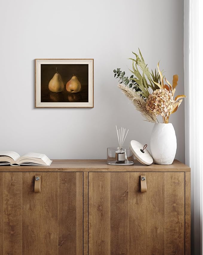 InSimSea Framed Canvas Wall Art Fall Pear Vintage Autumn Art Work for Kitchen Wall Decor Fruits Small Poster Landscape Oil Painting Artwork Prints Room Decor for Bedroom Living Room Bathroom 10x12In