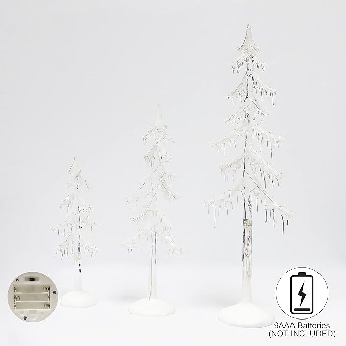 Christmas Tabletop Decor, LED Lighted Acrylic Icicle Trees, 3 Pack, Battery Operated (not Included) (24.4" H, 17.9" H, 13.4" H) by Moments in Time