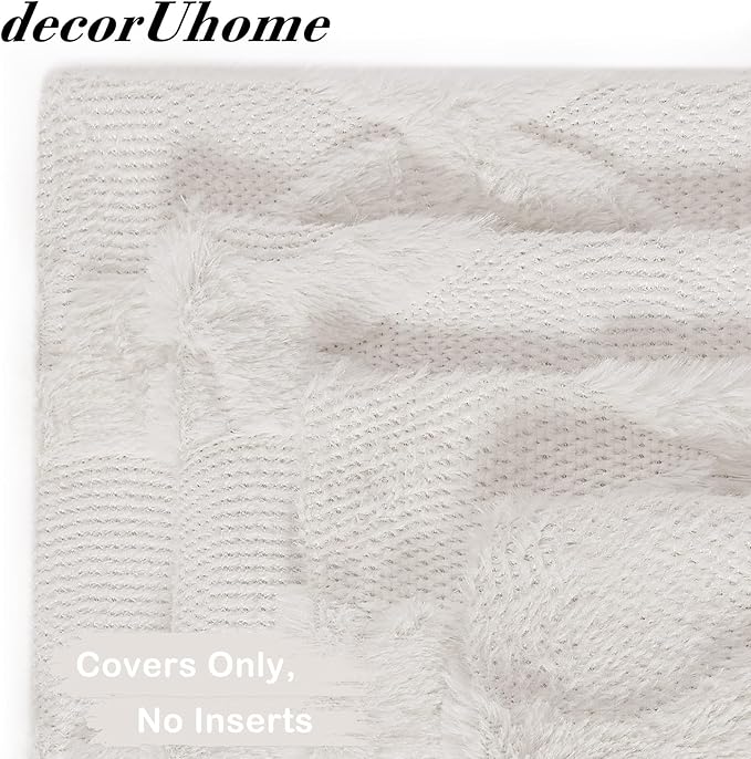 decorUhome Set of 4 Cream White Throw Pillow Covers 20x20 Inch, Neutral Decorative Soft Plush Faux Wool Couch Pillow Covers, Farmhouse Pillow Cases for Living Room Bed Sofa