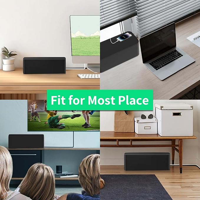 Cord Organizer Box, Cable Hider for Power Strips, Surge Protector, Extension Cord and Wire Management, Cable Management Box (2PCS/Large and Medium Size/Black)