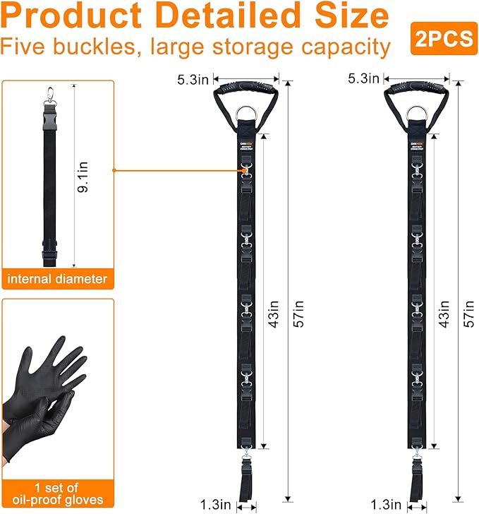 Extension Cord Organizer with 5 Detachable straps, 2 PCS Extension Cord Holder, Garage Garden Storage Straps for Cable, Hose, Rope, Tool