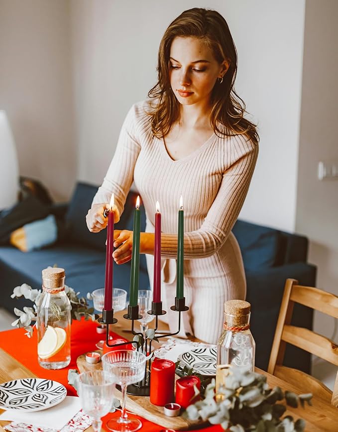 12 Inch Taper Candles 6 Pcs Unscented, Smokeless, Dripless Long Tapered Candlesticks Candles for Christmas Birthday Dinner Wedding Party Home Decor