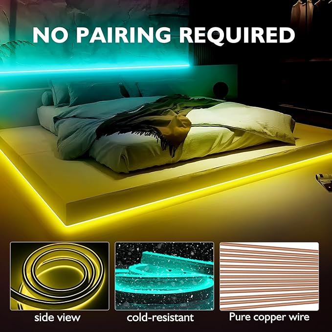 16.4ft RGB Led Neon Rope Light, 110v Waterproof Led Neon Strip with Brightness Adjustment,Multicolor Change Flexible Neon Rope Lights for Supermarket,High Building, Celebration,ETL Listed