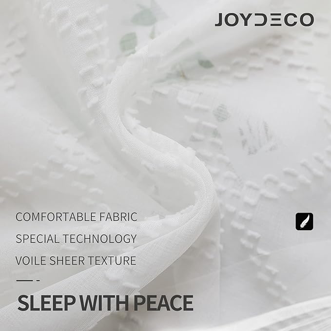 Joydeco White Sheer Curtains 63 Inch Length 2 Panels Set, Rod Pocket Semi Sheer Curtains for Bedroom Living Room, Window Treatments Voile Drapes (54x63 inch, Off White)