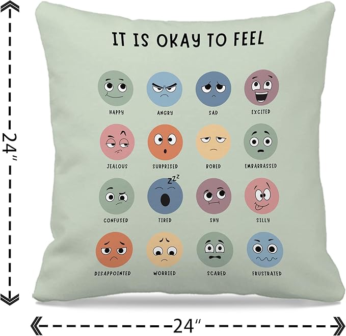 Nogrit Counseling Office Must Haves Pillow Cover, Calming Corner, Mental Health Pillowcase Decor for Home Kids,Mental Health Counselor Gifts, Calming Corner Pillow Covers 24x24 Green