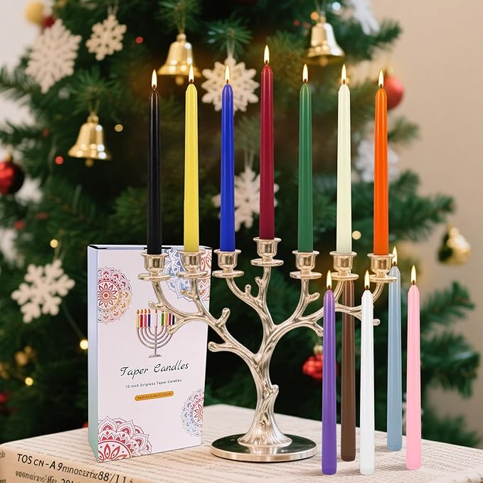 24 Pack Assorted Color Spell Chime Candles – Premium Unscented Dripless,Taper Candles for Rituals, Prayer, Birthdays, Meditation, Altar, Spells, Chime Candles - 10 Inch Tall - Ideal for Witches