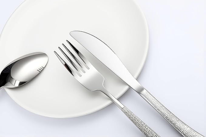Drill Pattern Tableware Set, 24 Pcs Silverware Set For 4, Food-Grade Stainless Steel Flatware Set, Mirror Polished Cutlery Utensil Set, Include Steak Knife Fork And Spoo, Dishwasher Safe