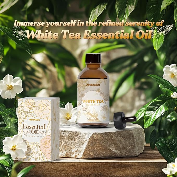 White Tea Essential Oil 4 Fl Oz (120ml) - Pure and Natural Fragrance Oil, White Tea Oil for Diffusers, Candle Making, Room Spray Diffuser Oil for Home, Aromatherapy Scented Oil Gift for Women