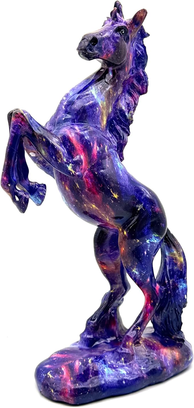 FUNSXBUG Colorful Art Horse Statue Figurines Ornament Sculpture Collectibles Home Office Living Room Desktop Display Tabletop Decoration Resin