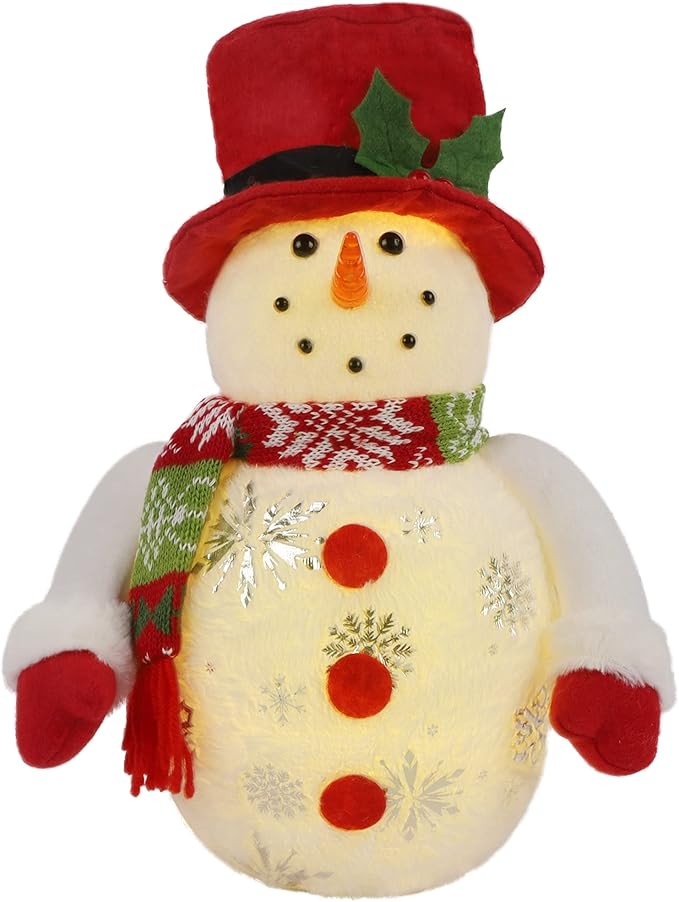 Lighted Christmas Table Decorations, LED Lighting Snowman Tabletop Figurine, Winter Xmas Decor for Home Indoor Kitchen Room Holiday Party