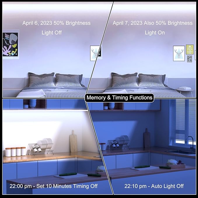 COB LED Strip Lights 2880LEDs, Bright COB Lights 20ft LED 6500K Cool White Dimmable LED with RF Remote Under Cabinet Lighting for Bedroom Counter Kitchen