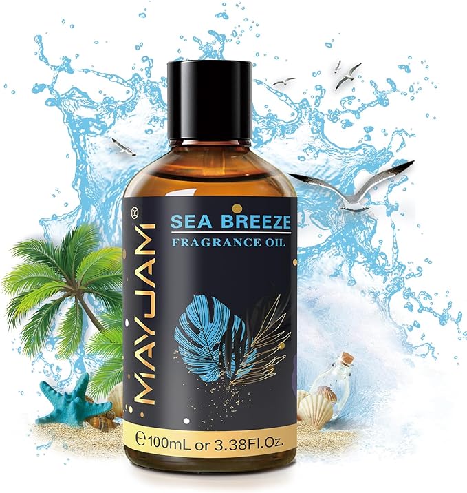 MAYJAM 100ML/3.38FL.OZ Sea Breeze Fragrance Oils with Glass Dropper, Essential Oils for Diffusers for Home, Long Lasting Scented Oils for Diffusers Soap Candle Making