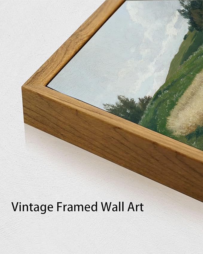 KISSFOX Vintage Landscape Canvas Wall Art Nature Wildflower Field Scenery Prints Country Painting Picture Decor Artwork Rustic Farmhouse Gallery Office Living Room Bedroom Bathroom