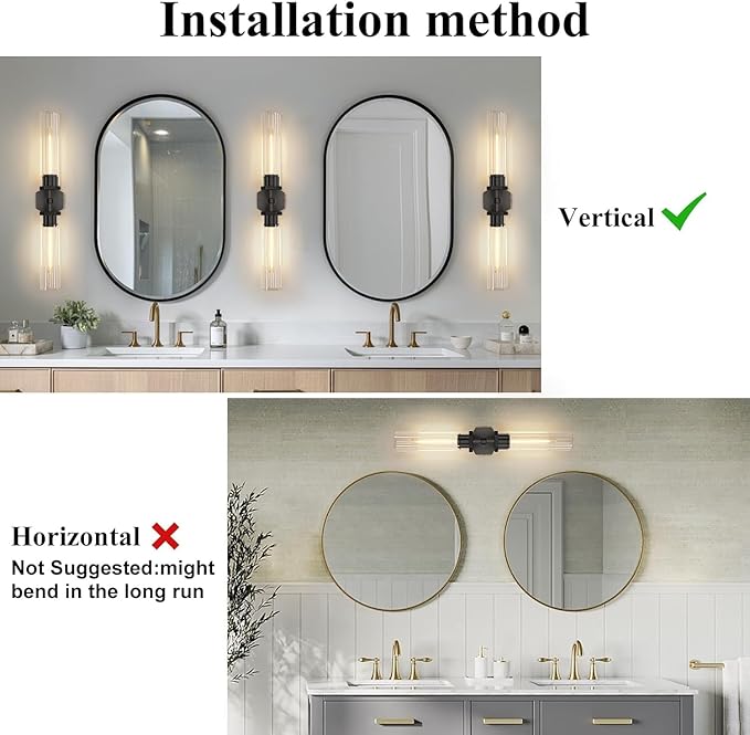 Black Crystal Bathroom Wall Sconces Set of Two Modern Bathroom Vanity Llight Fixture,28.5in Linear Sconces Wall Lighting,Indoor Wall Sconce Light for Bedroom,Hallway,Staircase,Living Room,Dining Room