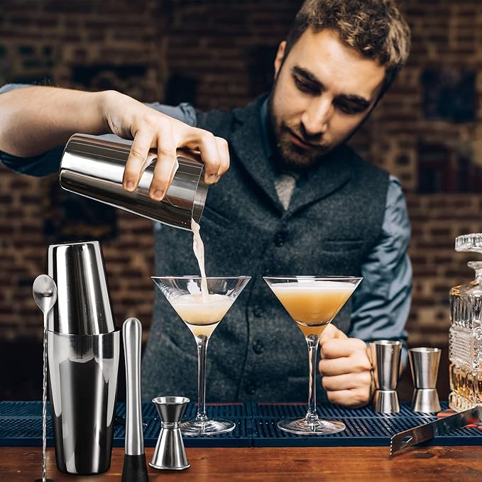 Tessco for You Cocktail Shaker Set, 16 Pcs Stainless Steel Bar Set Including Boston Shaker, Muddler, Double Measuring Jigger, Mixing Spoon, Accessories for Home Bar, Gift for Beginner, Christmas