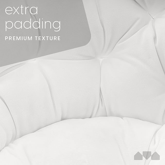 Milliard Cozy Chair/Velour Saucer Accent Chair for Bedroom/X-Large (White/Wood-Tone)