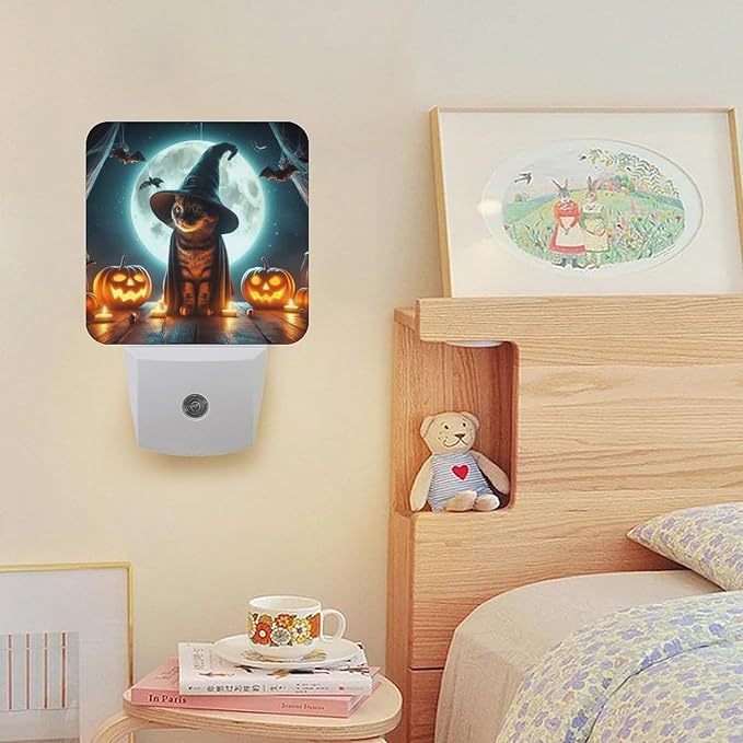 2 Pack Halloween Night Light Plug-in LED Nightlights Auto Sensor Night Lamp Dusk-to-Dawn Lamp Home Decor for Children,Elderly People Bedroom