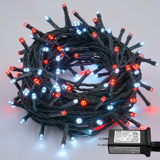YEGUO 66ft 200 LED Christmas Lights Outdoor Waterproof, 8 Modes Purple String Lights Plug in, Green Wire Twinkle Tree Lights Indoor with Timer Memory