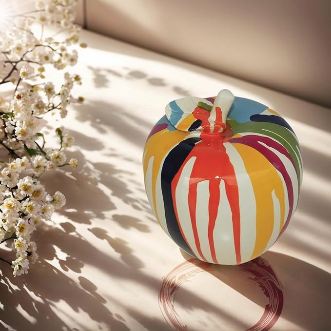 Fluid Fruit Sculpture Apple Artwork Resin Christmas Night Gift Series Sculpture Abstract Graffiti Ornament