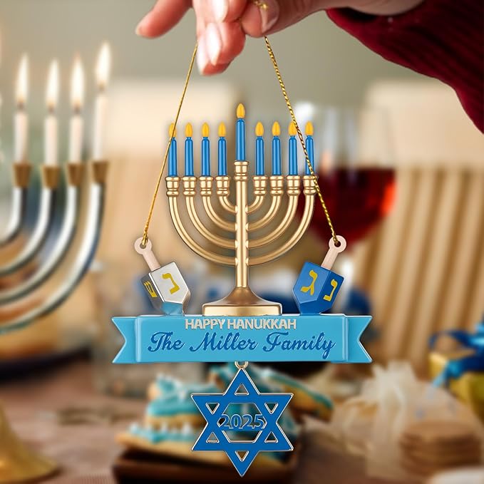 Personalized Hanukkah Suncatchers for Windows - Star of David Ornament, Hanukkah Ornaments, Jewish Menorah Acrylic Window Suncatchers, Jewish Christmas Ornaments
