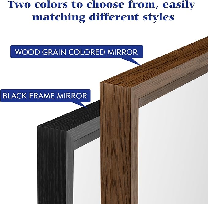 Rectangle Bathroom Mirror 40x30 Inch, Matte Black Framed, 4MM Tempered Glass, Anti-Rust, Wall-Mount Vanity Mirror for Bathroom & Bedroom, Hangs Horizontally or Vertically