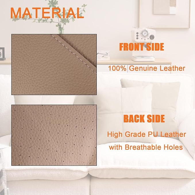 Kidol & Shellder Genuine Leather Throw Pillow Cover 18x18 Modern Solid Lumbar Pillow Covers-Luxury Pillowcases for Couch Sofa Bed-Soft Durable Decorative Cushion Case with Hidden Zipper(Hazelnut)