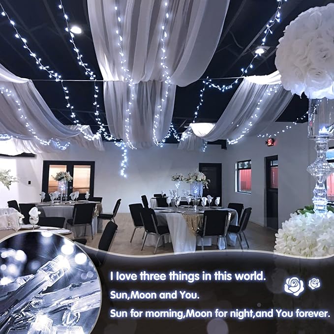 JMEXSUSS White Christmas Lights with Remote, 33ft 100 LED Battery Operated Christmas Lights, 8 Modes Outdoor Indoor String Light for Xmas Bedroom Tree Yard Porch Wedding