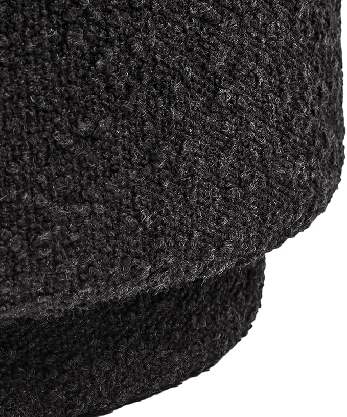 15" Small Foot Stool Ottoman Cute Foot Rest Round Mushroom Ottomans Modern Boucle Footstool Shoe Stool for Couch for Living Room Bedroom Entrance Black