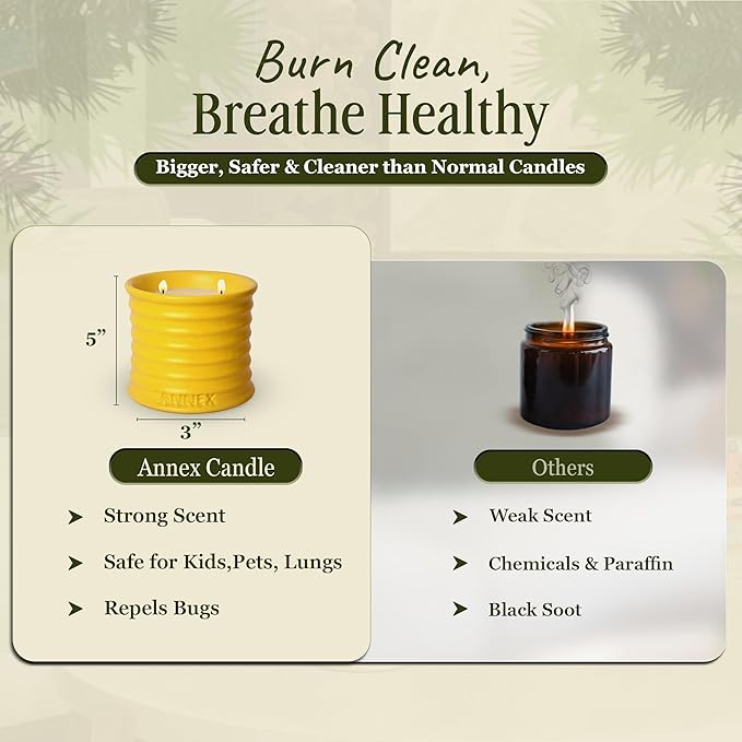 Scented Luxury Candles in Handmade Ceramic Jars, Soy Wax | Flower Bomb β Lily of The Valley & Jasmine, Large Candle | Non Toxic, 2 Wicks, Reusable Yellow Jar | Natural Spring Aromatherapy for Women
