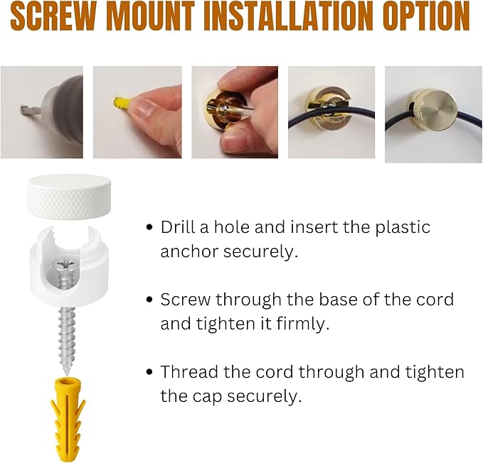 3PCS Cord Holder for Nightstand, Computer Cord Organizer for Desk, Appliance Cord Organizer, Stick-On Cable Clip for Charger, Laptop, USB, Headphones, Wire Management Set