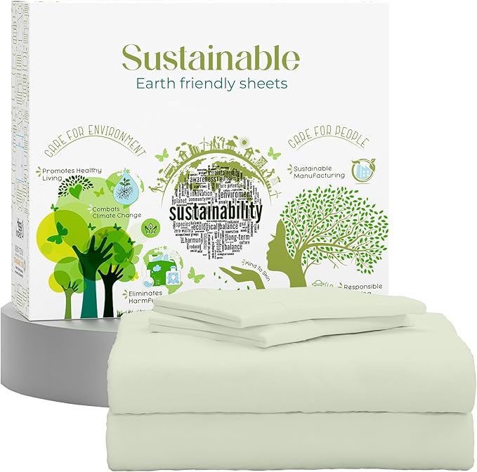 Supreme Elegance Full Size Bed Sheets Set - Natural 100% Cotton Percale Deep Pocket Full Size Sheet Set, OekoTex Made in Green Sustainable Cotton Bedding with Snug Fit, Crisp Comfy Feel, Brownish Grey