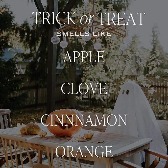 Sweet Water Decor Trick or Treat Candle, Large 15oz Jar, Scented with Pumpkin, Apple, Cinnamon & Vanilla, Non-Toxic Soy Wax Blend, Indoor Halloween Decorations for Home & Bathroom, 70+ Hour Burn