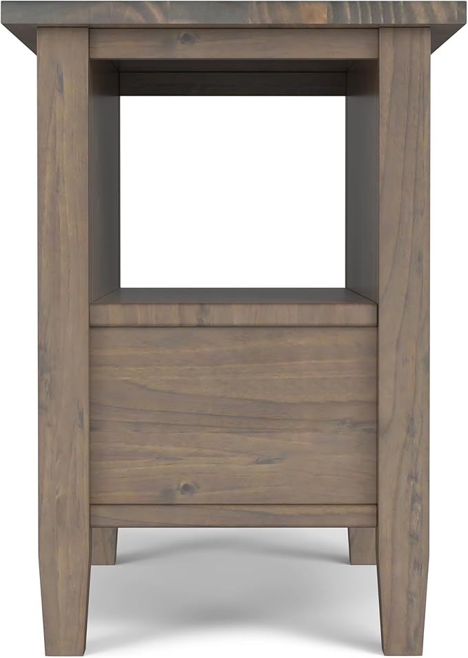 SIMPLIHOME Ela Solid Wood 14 inch Wide Rectangle Transitional Narrow End Table in Smoky Brown for The Living Room and Bedroom